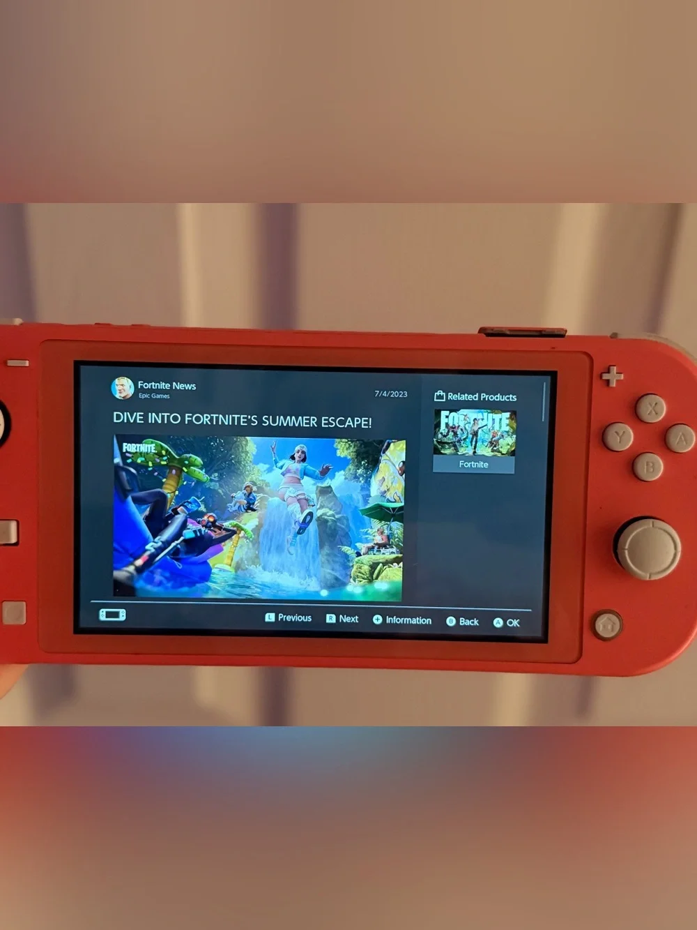 Nintendo Switch Lite Coral Handheld System 32GB Wi-Fi 720p USB-C Region Free